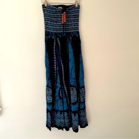 Halter Dress Smocked Strapless Festival Boho Hippie Beach Size Medium - Picture 1 of 8